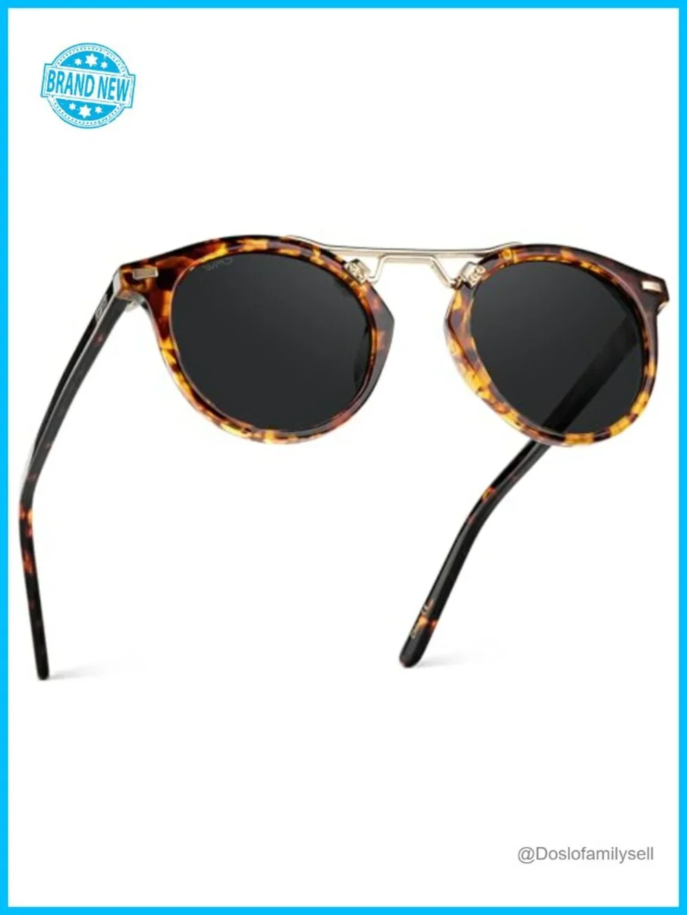 Polarized Round Sunglasses Women UV400 Double Bridge Stainless Steel